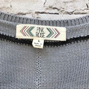 Pink Rose Sweaters - PINK ROSE Womens Grey Gray Black Sweater Pink Rose Sweaters - PINK ROSE Womens Grey Gray Black Sweater